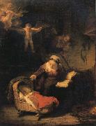 REMBRANDT Harmenszoon van Rijn The Holy Family with Angels oil painting picture wholesale